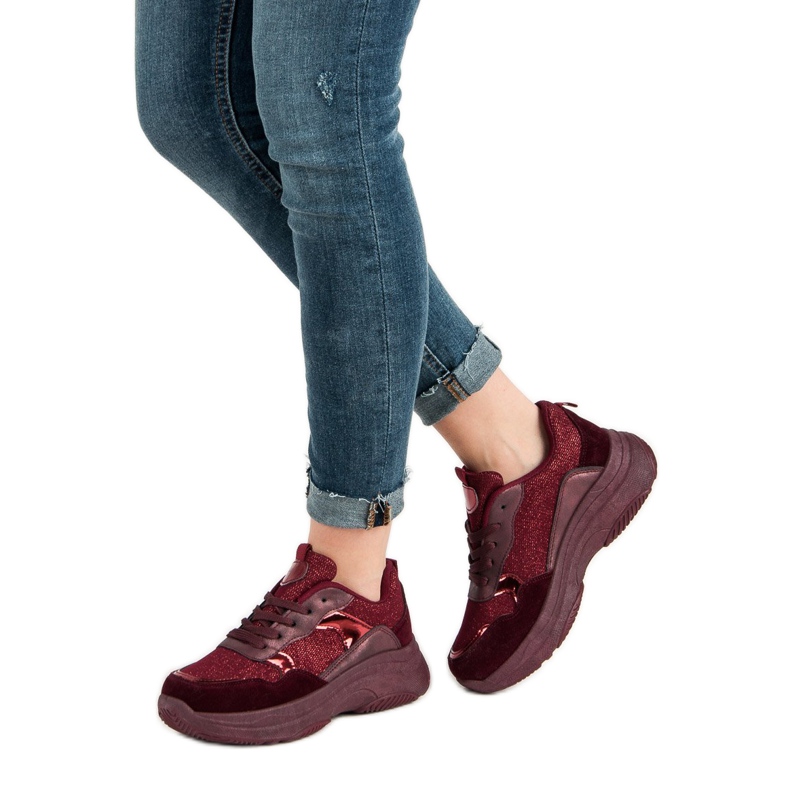 Burgundy sneakers på platformen rød 2