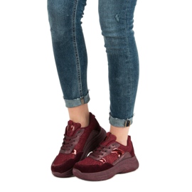 Burgundy sneakers på platformen rød 1