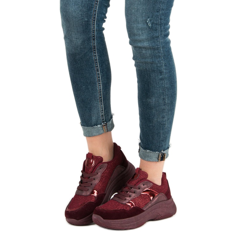 Burgundy sneakers på platformen rød 1