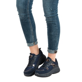 Marineblå sneakers på platformen 1