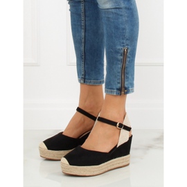 Sorte Espadriller på kiler T331P Sort 2