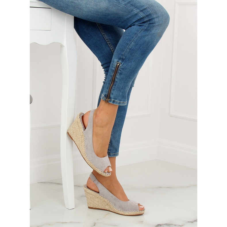 Grå espadriller på kiler YY29P Grå 1