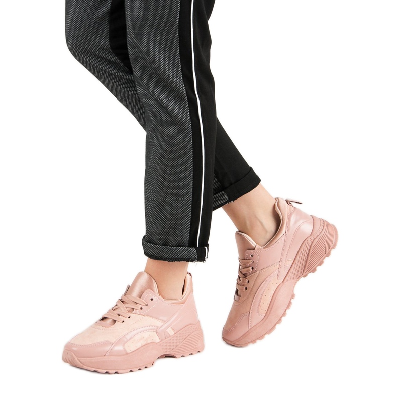 Small Swan Lyserøde sneakers på platformen 2
