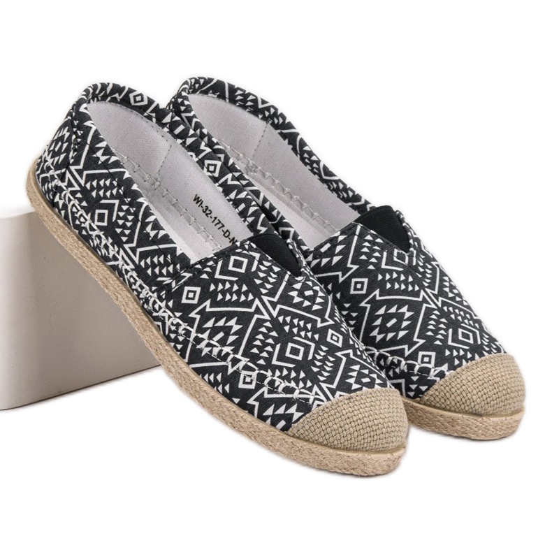 Moderigtigt etnisk Espadrilles sort 1