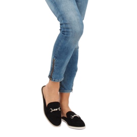 Sort F9375 Sorte mocassins hjemmesko 1