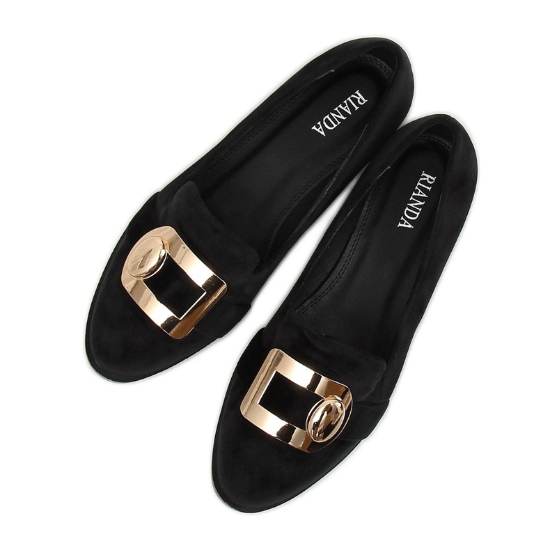 Sort fløjl loafers F1048 Sort 2