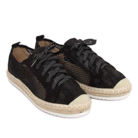 Sort snøret espadriller B752S-BL Sort 1