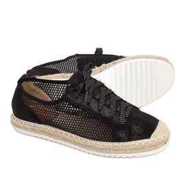 Sort snøret espadriller B752S-BL Sort 2