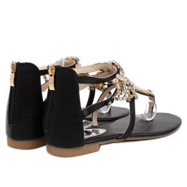 Sorte sandaler med sten JH64P Sort 1