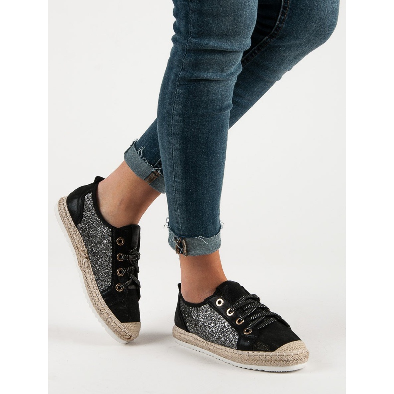 Bundet Espadrilles sort 1