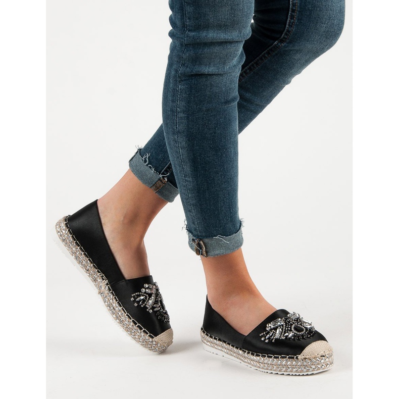 Sort Espadrilles med ornamenter 1