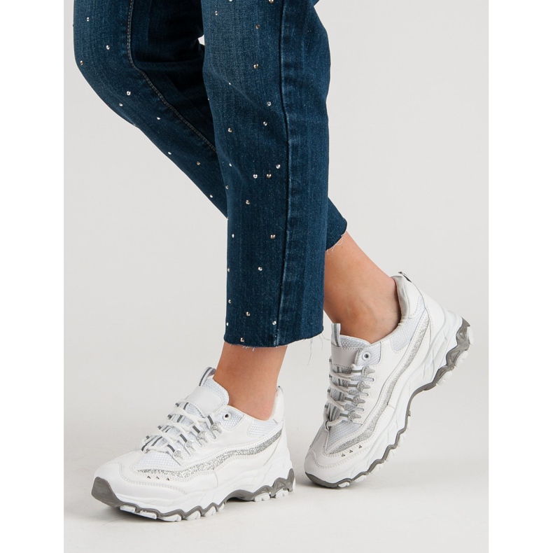 Sneakers med glitter hvid 1