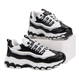 Sneakers med glitter hvid sort 2