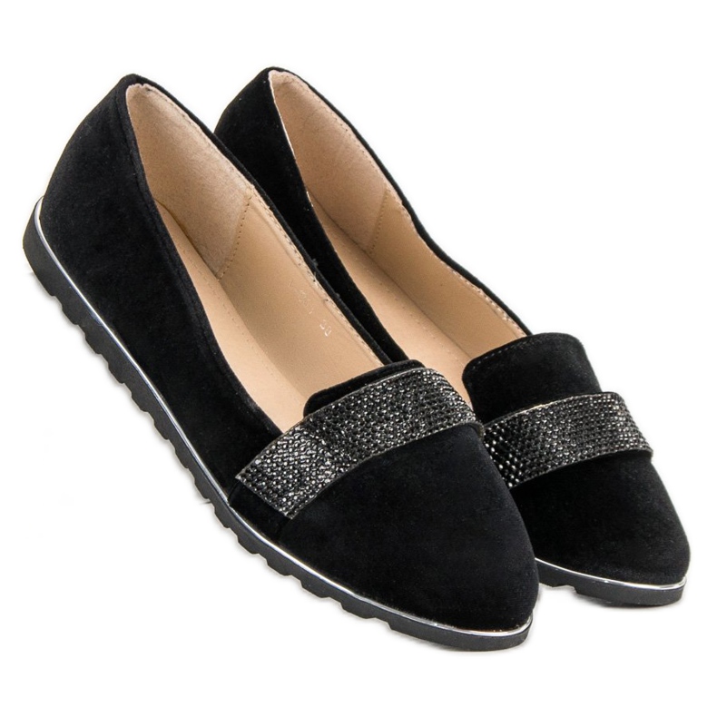 Velour ballerinaer sort 2