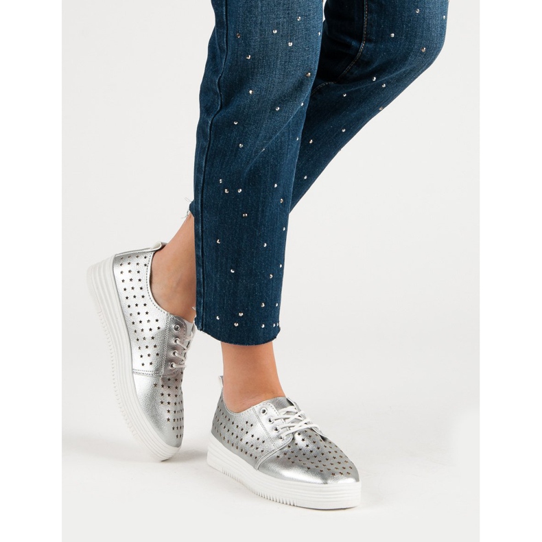 Sølv Openwork sneakers grå 1