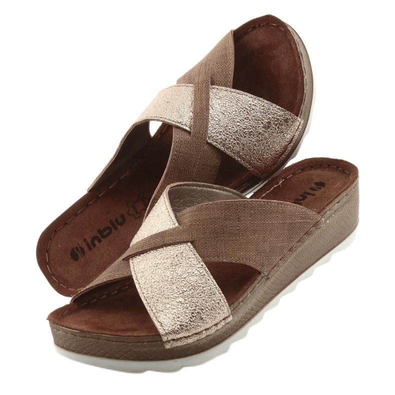 KOMFORT INBLU GX006 tøfler i brun / guld beige gylden 5