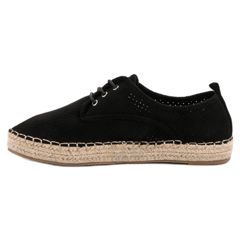 Ideal Shoes Snøre Espadrilles sort 1
