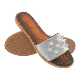 M.Daszyński Kvinders flip -flops 1837 dekoreret med grå perler 4