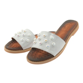 M.Daszyński Kvinders flip -flops 1837 dekoreret med grå perler 3