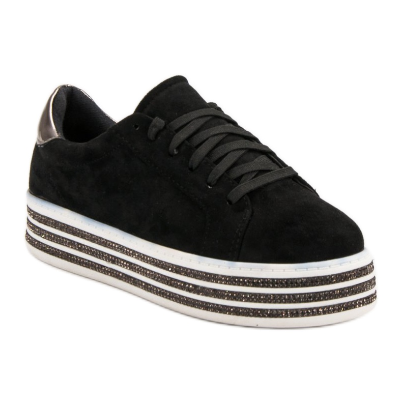 Suede Creepers med krystaller sort 1