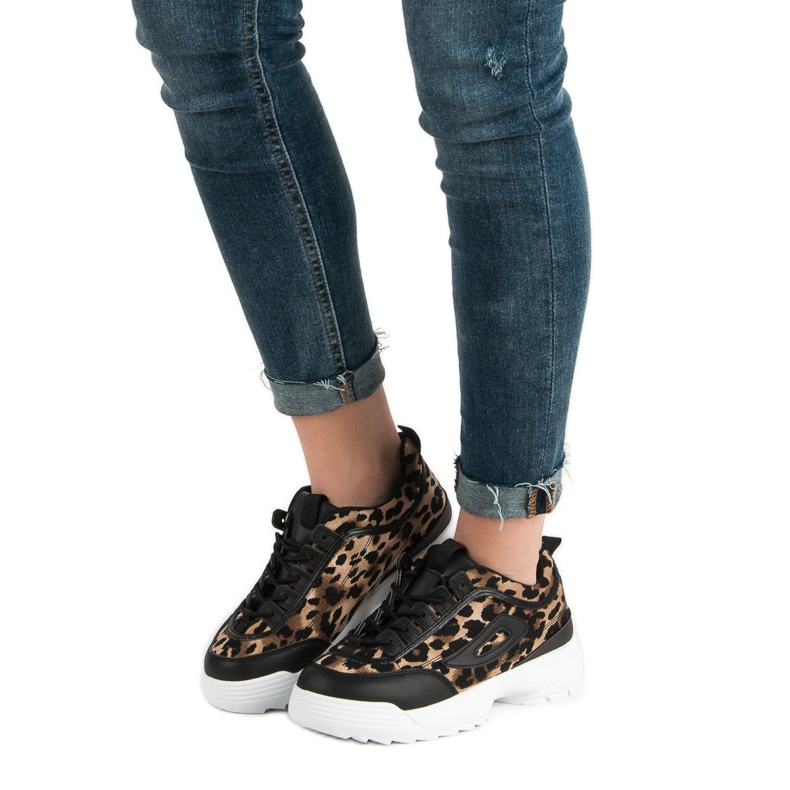 Animal Print sorte sneakers brun 2