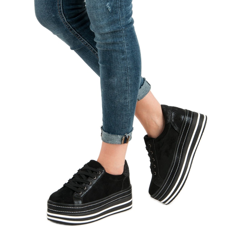 Weide Sneakers på platformen sort 1