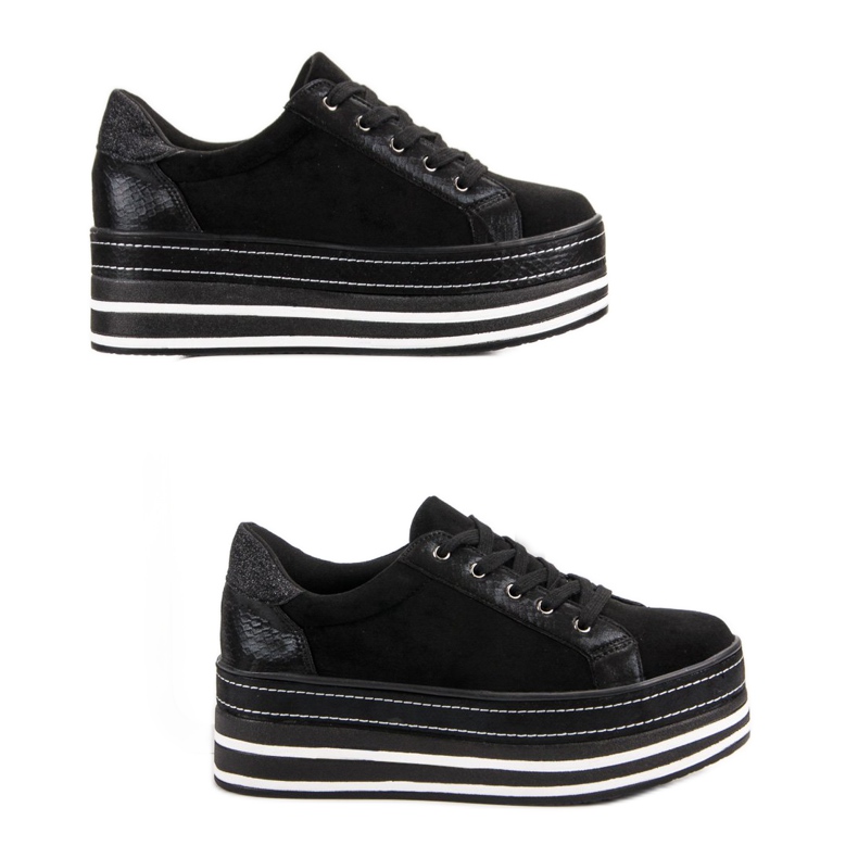 Weide Sneakers på platformen sort 2