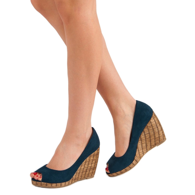 Corina Navy Open Toe pumper blå 2