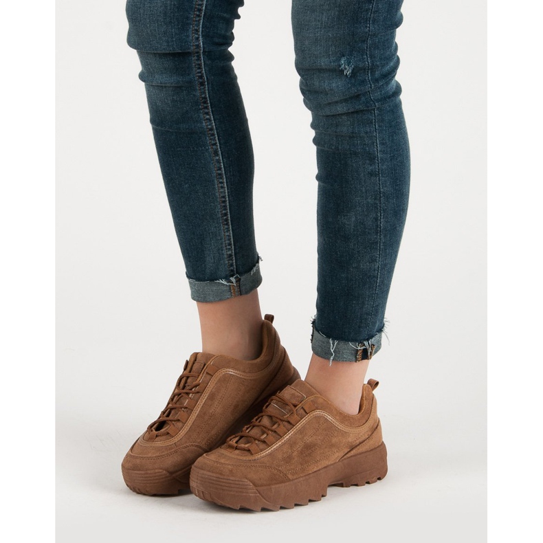 Camel Suede Sneakers brun 1