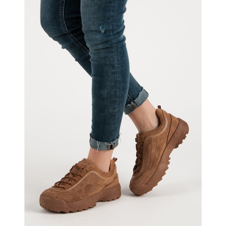 Camel Suede Sneakers brun 2