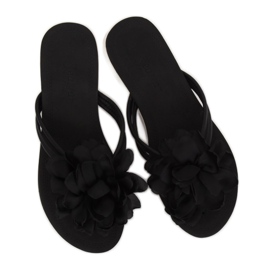 Sorte flip-flops med en blomst CK103 Sort 1