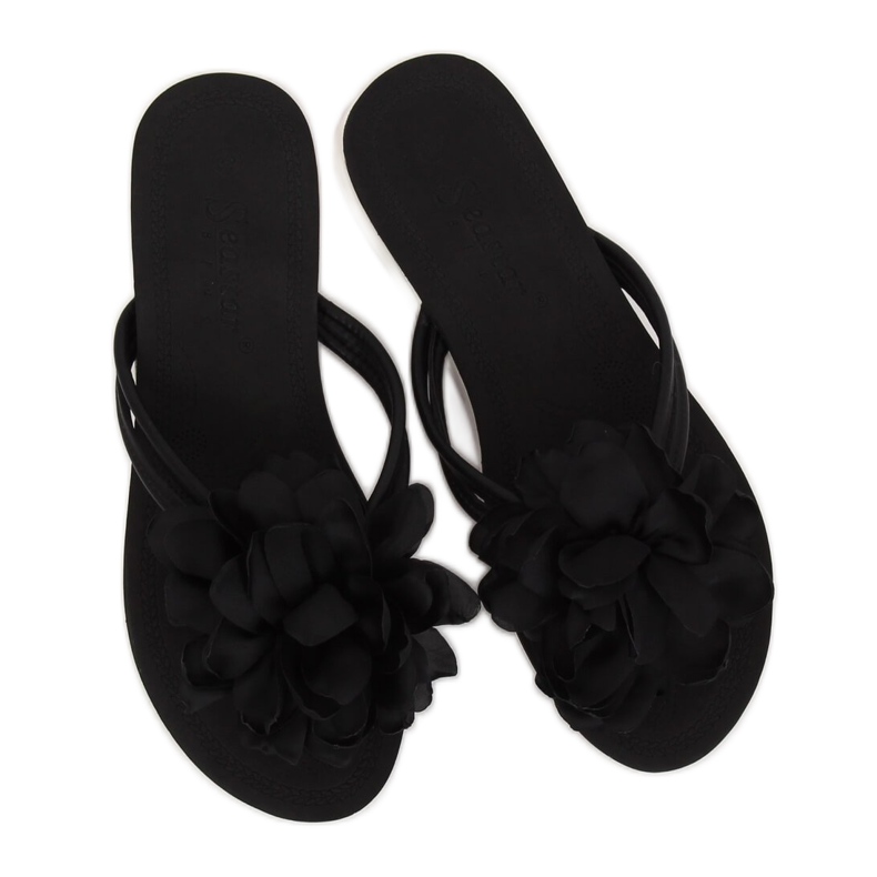 Sorte flip-flops med en blomst CK103 Sort 1