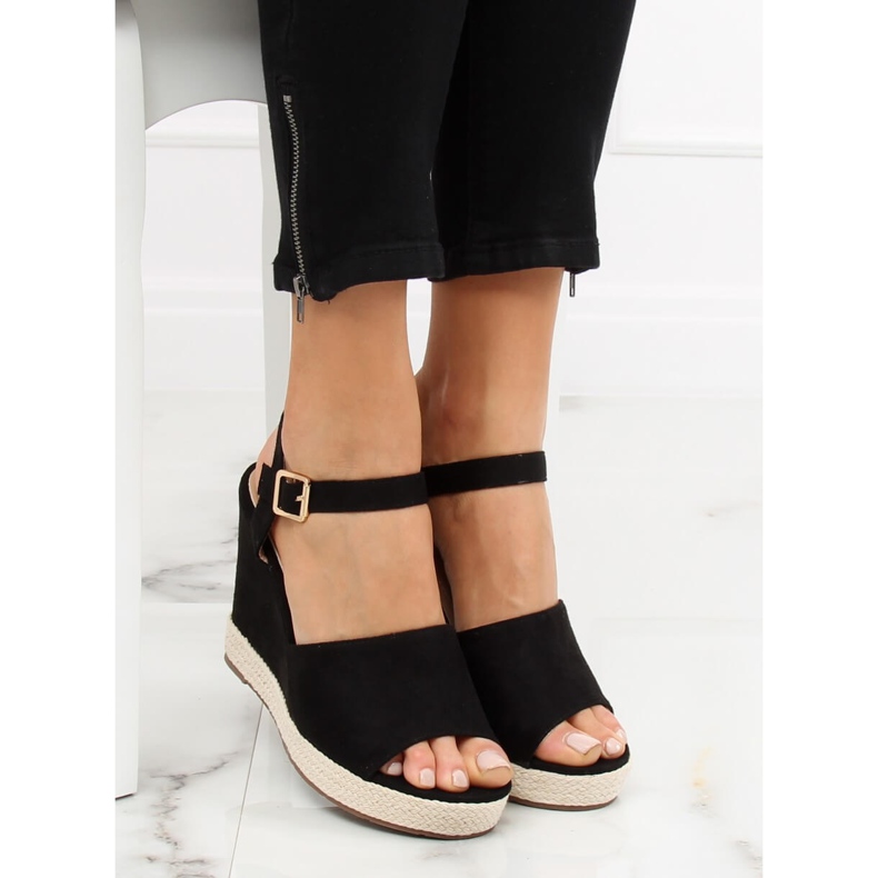 Sorte sandaler på en kile sort FD-5M14 Sort 2