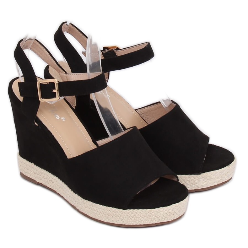 Sorte sandaler på en kile sort FD-5M14 Sort 1