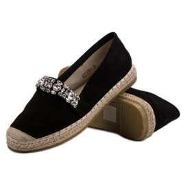 Bestelle Ruskind Espadrilles Med Krystaller sort 1