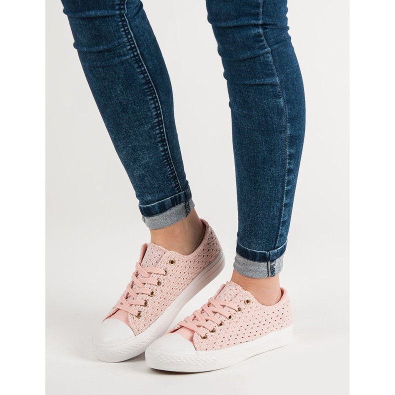 Lyserøde tekstilsneakers 2