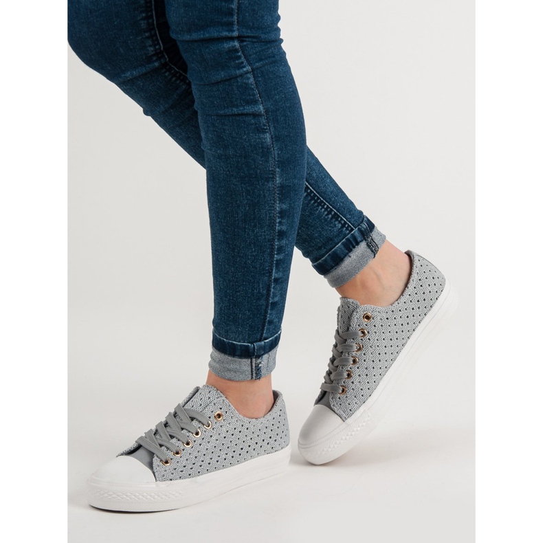 Grå tekstil sneakers 1