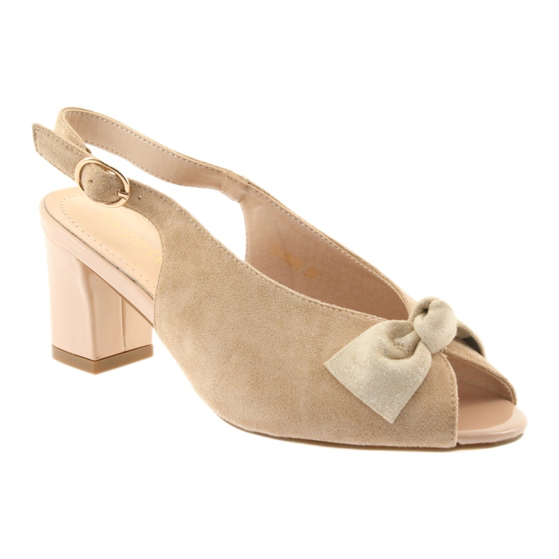 Sergio Leone Ruskind sandaler med en bue 801 beige læderindsats 1