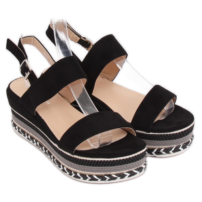 Højsålede sandaler sort 9073 Sort 2