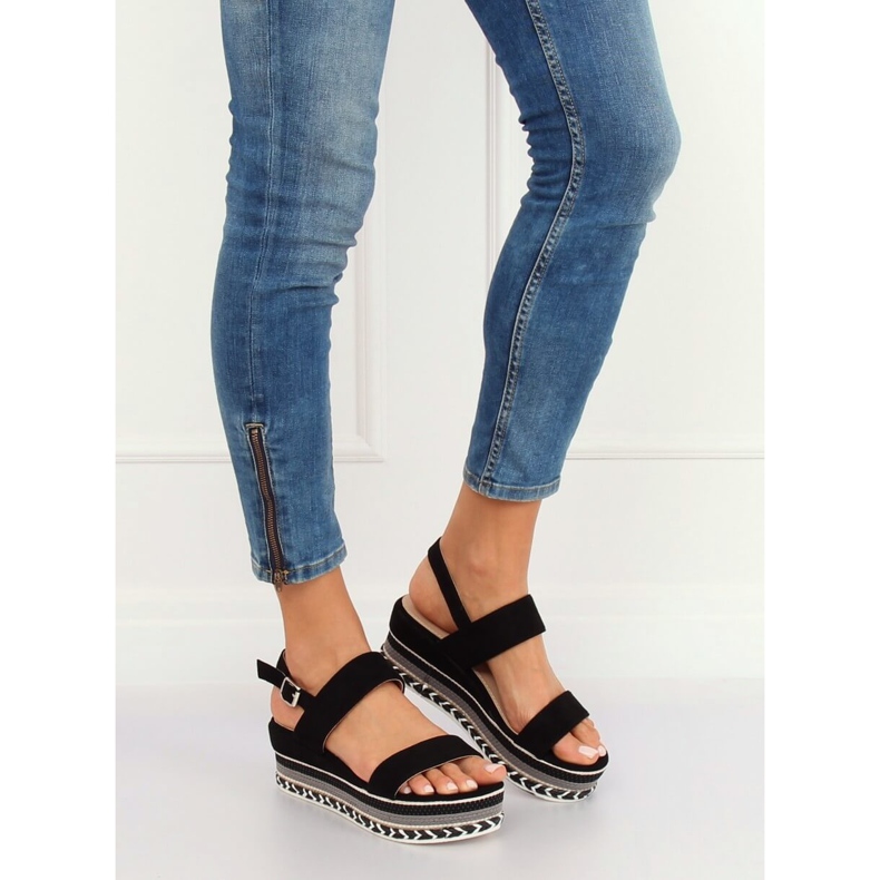 Højsålede sandaler sort 9073 Sort 1