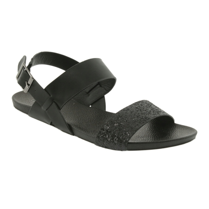 Komfortable sorte Filippo 685 sandaler med glitter 1