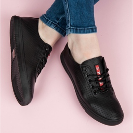 Sorte sneakers med gennembrudt 1