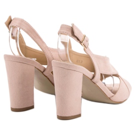 Abloom Elegante sandaler i ruskind lyserød 5