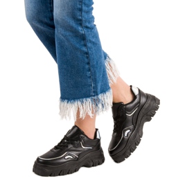 SHELOVET Sorte sneakers med Holo -effekt 2