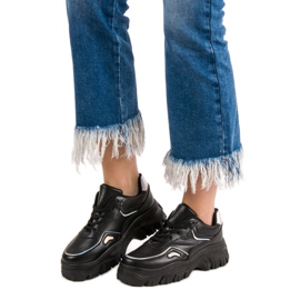 SHELOVET Sorte sneakers med Holo -effekt 1