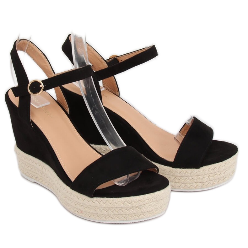 Sorte sandaler på en kilehæl JS-2952 Sort 2