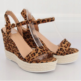 Sandaler på kilehæl leopard JS-2952 Leopard brun 2