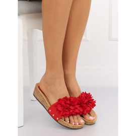 Rød S63 Røde flip-flops med blomster 1