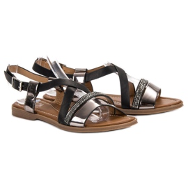 Small Swan Sandaler med krystaller sort 1