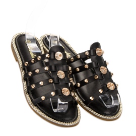 Renda Hjemmesko med rhinestones sort 2